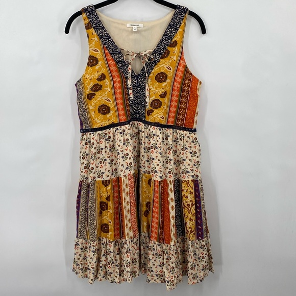 Maurices RTV Floral Tiered Babydoll Boho Mini Dress  Sleeveless Size XS - Picture 3 of 9